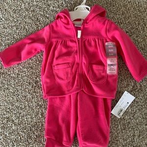 Pink Baby Girl Hoodie and Pants Set, 6M, Carter’s